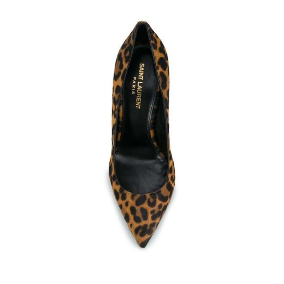Yves Saint Laurent YSL Logo Opyum Opium 110 Black Brown Leopard Heel Pump 38 - Picture 6 of 12